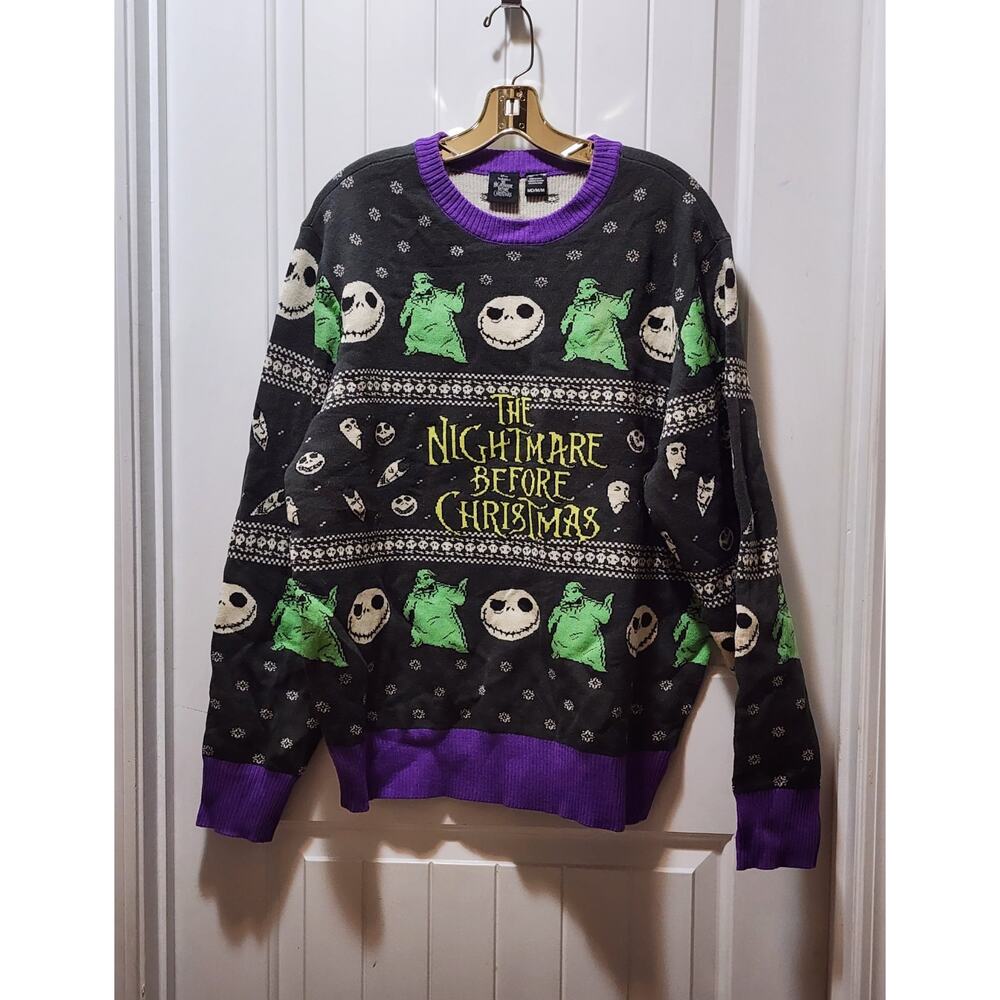 DISNEY'S TIM BURTON THE NIGHTMARE BEFORE CHRISTMAS SWEATER OOGIE BOOGIE UNISEX M